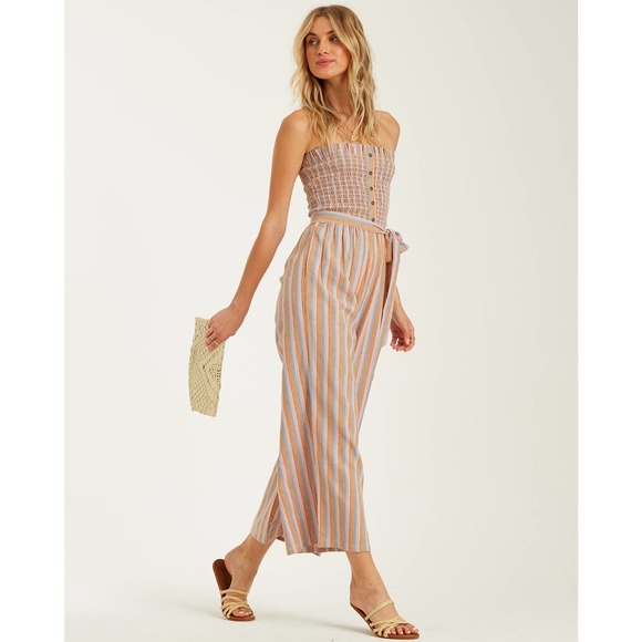 Billabong Pants - Billabong Forward Feelings Strapless Jumpsuit Women Extra Small Pockets Smocked